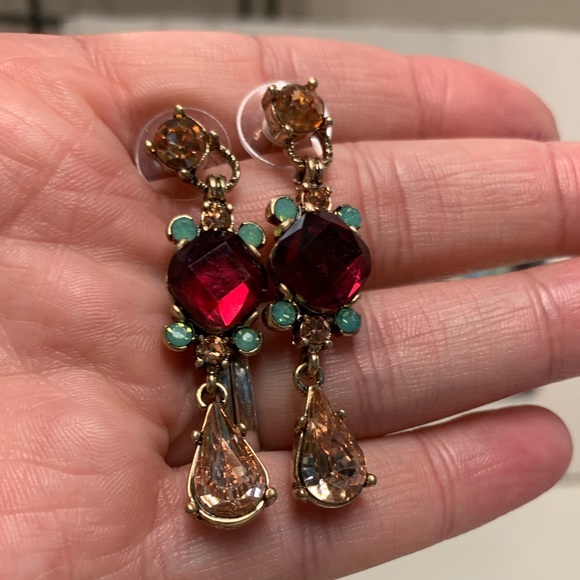 ✨ HP🎉Pink & Teal Crystal Drop Earrings✨ - Picture 2 of 9